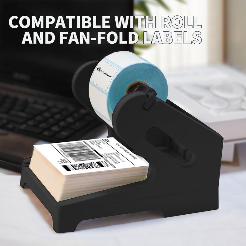 Guermok Thermal Shipping Label Holder for Rolls & Fan-Fold, Fragile Stickers for Shipping, Label Stand Desktop Printer Holder-Home Office Accessory-Sticker Dispenser for Holographic (Black) - Image 5